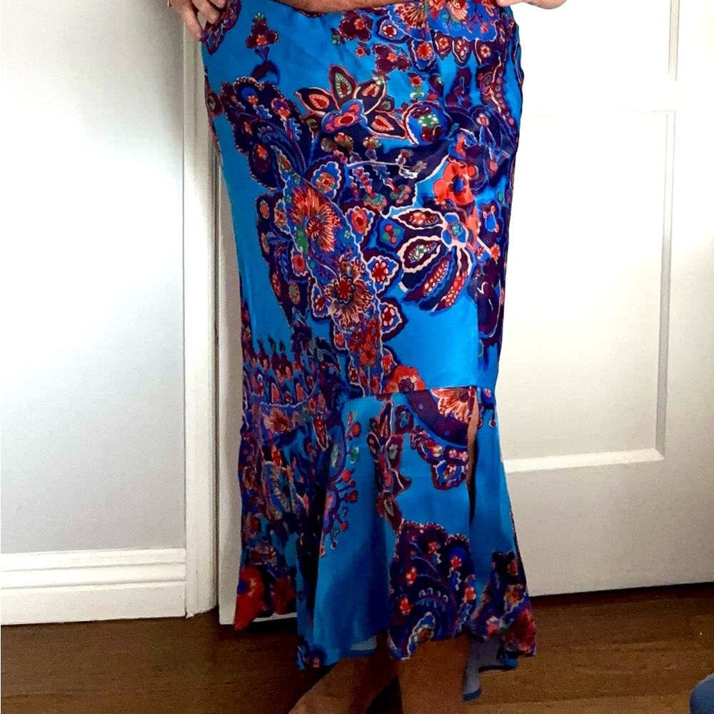 Anthropologie Blue Paisley Skirt